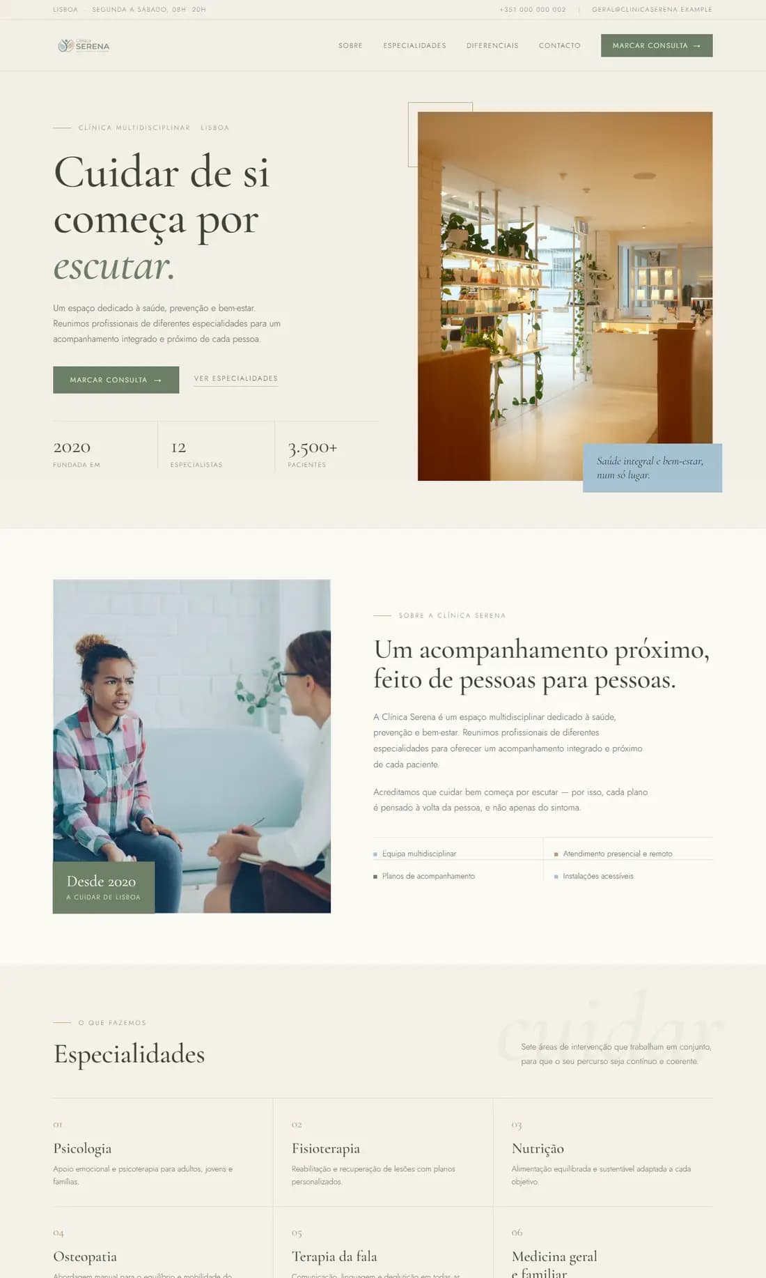 Website de demonstração de uma clínica.