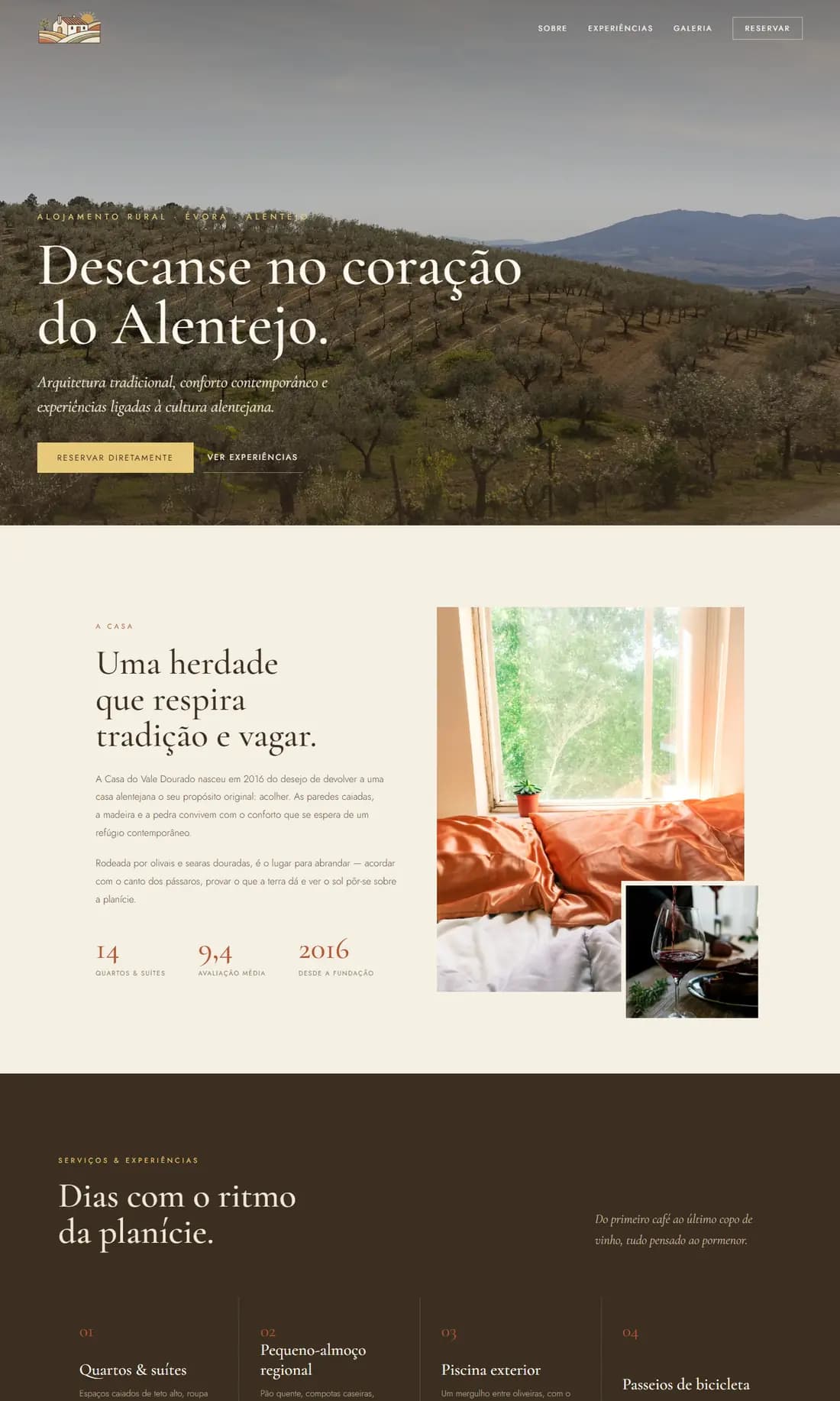 Website de demonstração de um alojamento.